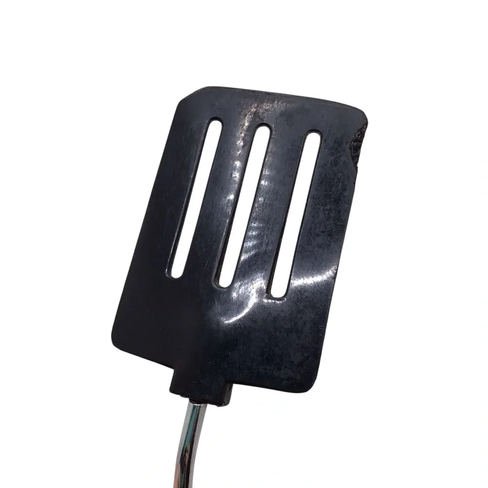 Vintage MCM Black Plastic Slotted Spatula Utensil 12” Retro Kitchen.